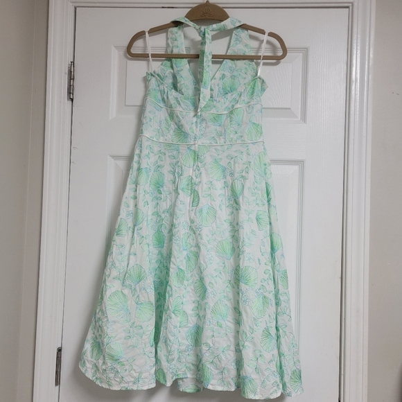 Lilly Pulitzer White Blue Green Embroidered Willa Halter Dress. - Picture 4 of 10
